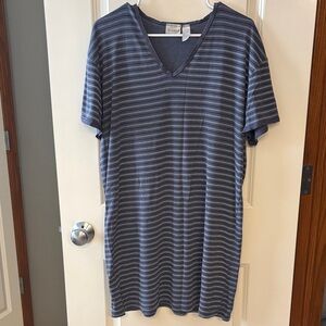 Delicates Blue and White Striped V-Neck Sleep Tee